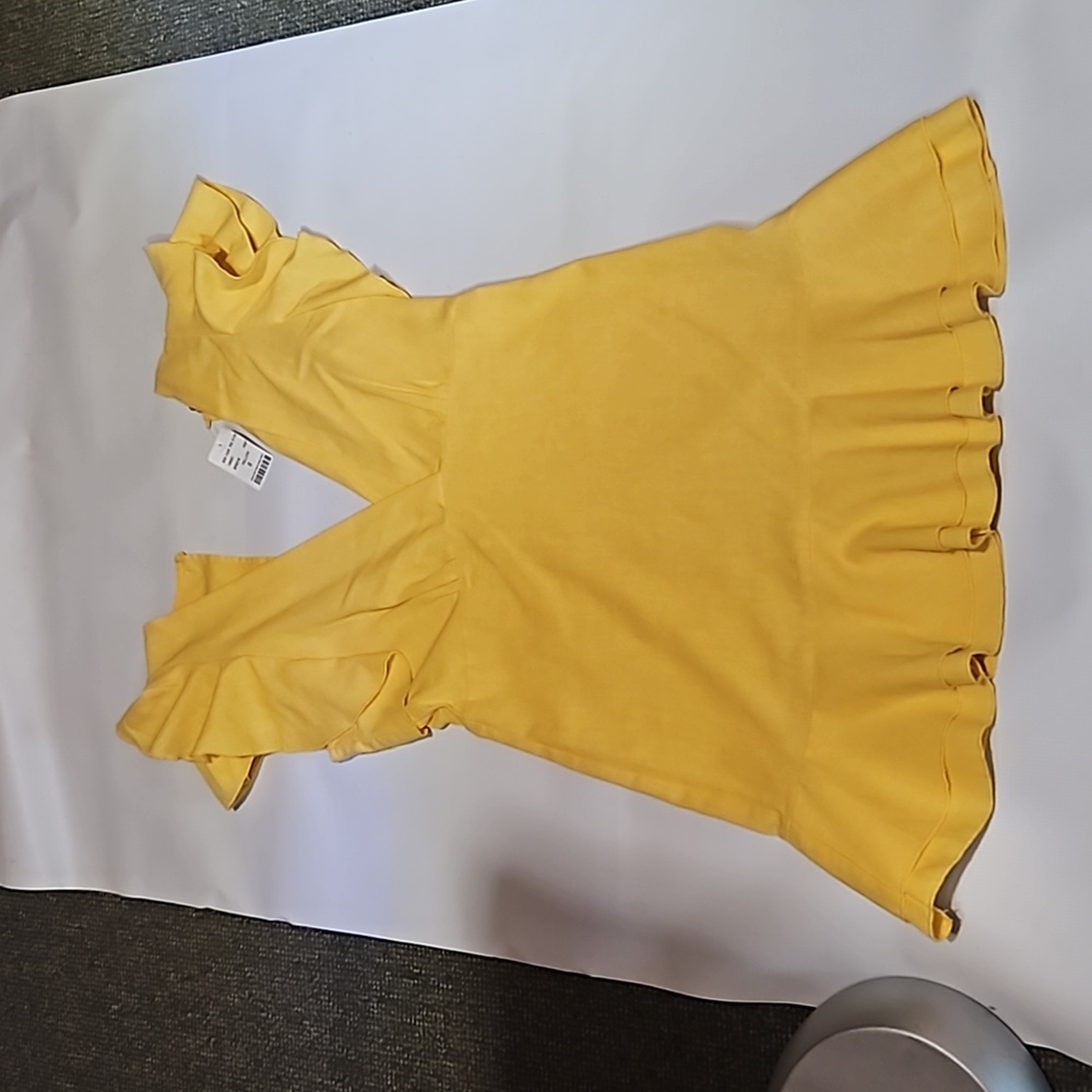 Yellow Linen ruffle dress